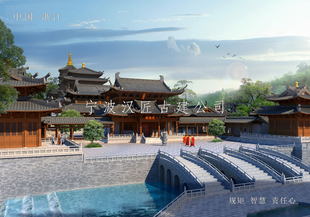 寺院重建規(guī)劃設(shè)計方案鳥瞰圖—積福禪寺